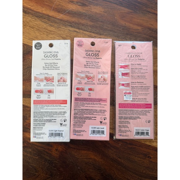 Dashing Diva Gloss Ultra Shine Gel Nail Strips Bundle 3pk Hearts Navy Burgundy - Picture 5 of 5